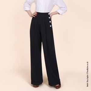 Vivien Of Holloway 1940s Swing Trousers in Navy Pinstripe
